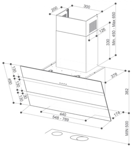 Hota Faber STEELMAX EV8 LED WH/X A80 / Inclinata / Pina la 24 m.p / Alb photo 2